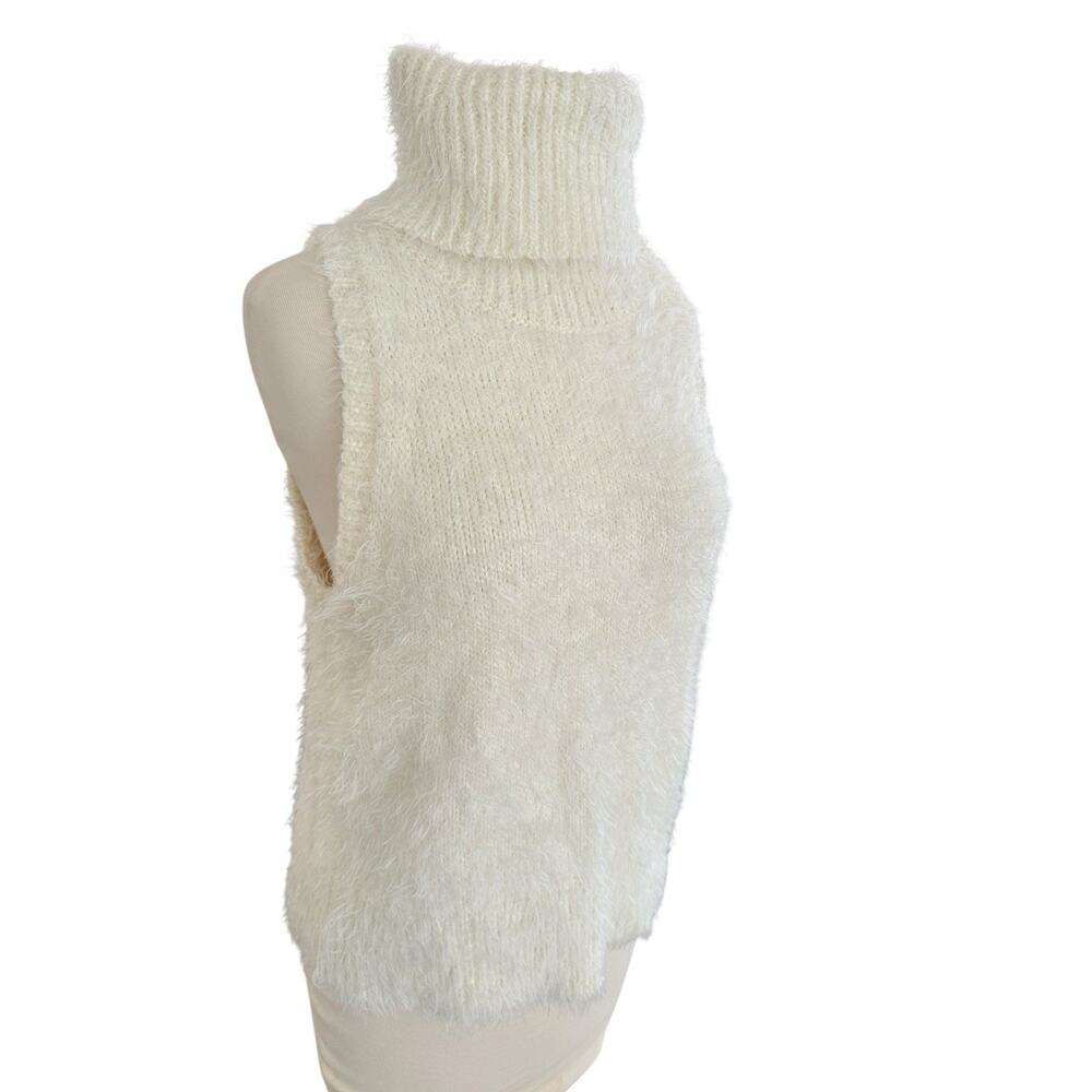 Show Me Your MuMu Cream Fuzzy Turtleneck Sleeveless Sweater